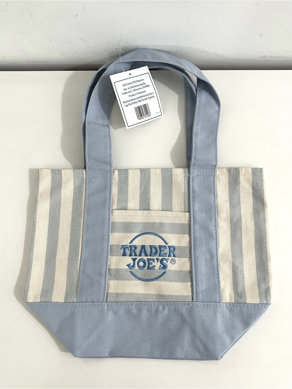 Trader Joe’s Striped Canvas Mini Tote Bag NWT